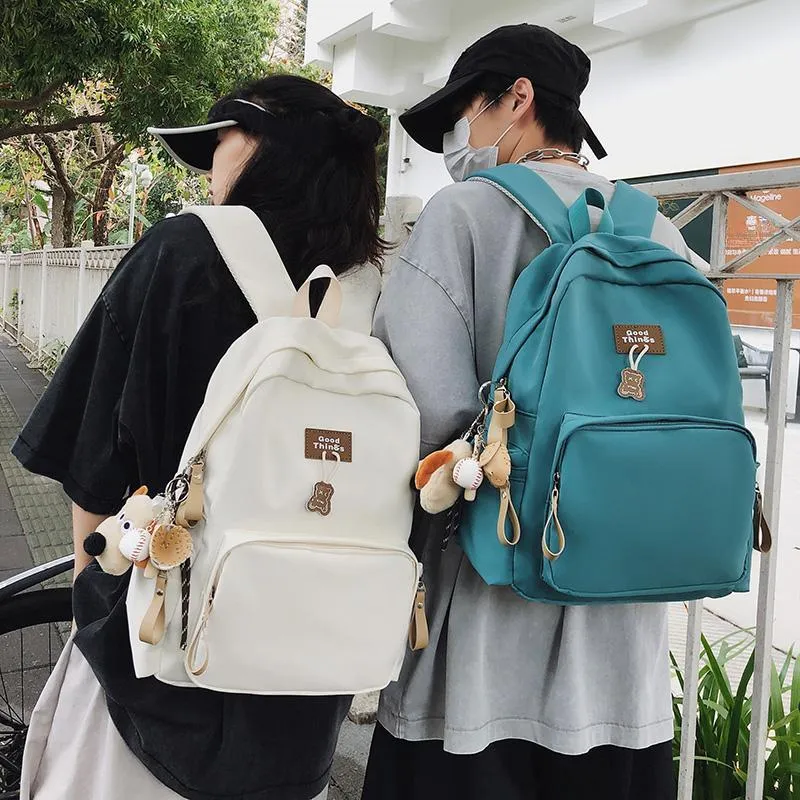 LUVISTRUE Nylon Backpack Unisex White/Black/Khaki/Peacock Blue-19