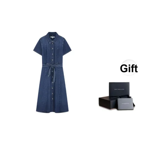 tommy color Hilfiger Short Sleeved Dresses Women's Denim Blue