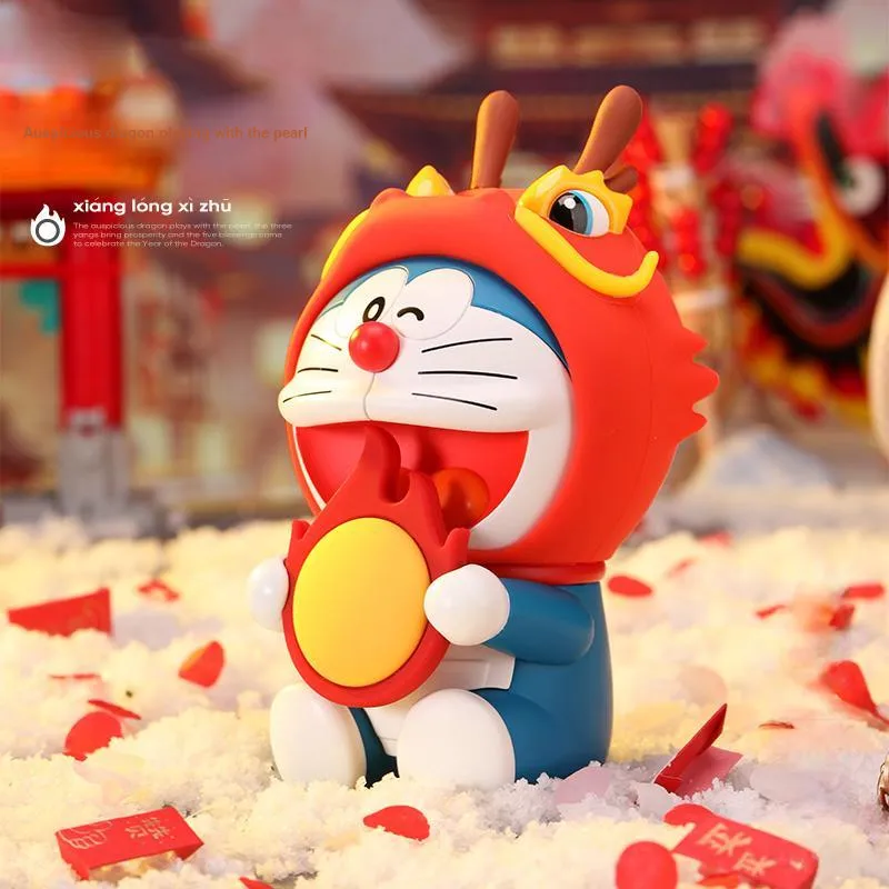 ROCK Doraemon Figure Print Year Of The Dragon New Year Aromatherapy Plush Ornament Chibi Figures-8