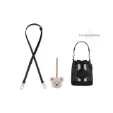 (Compatibility Dempsey) Black 1.1 Wide Litchi Grain Lock Buckle Silver-Tone 90-120cm+Beige Bear