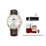 White, Brown Leather Strap