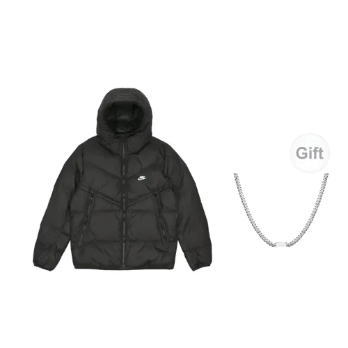 Nike Down Jacket Unisex Black With Free Necklaces