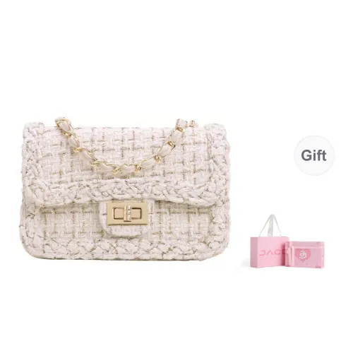 JACD Tweed Fabric Chanel Inspired Small Square Bag Shoulder Bag Crossbody Bag Small Size Women's Pink Plaid