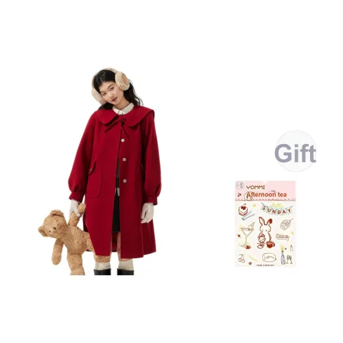 ZIHAN Винтажный красный женский пальто