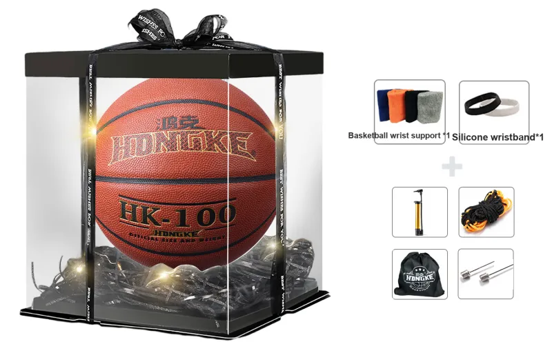HONGKE PU Basketball Red Size 7 Ball Training Unisex-8