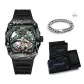 Green Circle Black Strap[Comes with Cuban Bracelet]