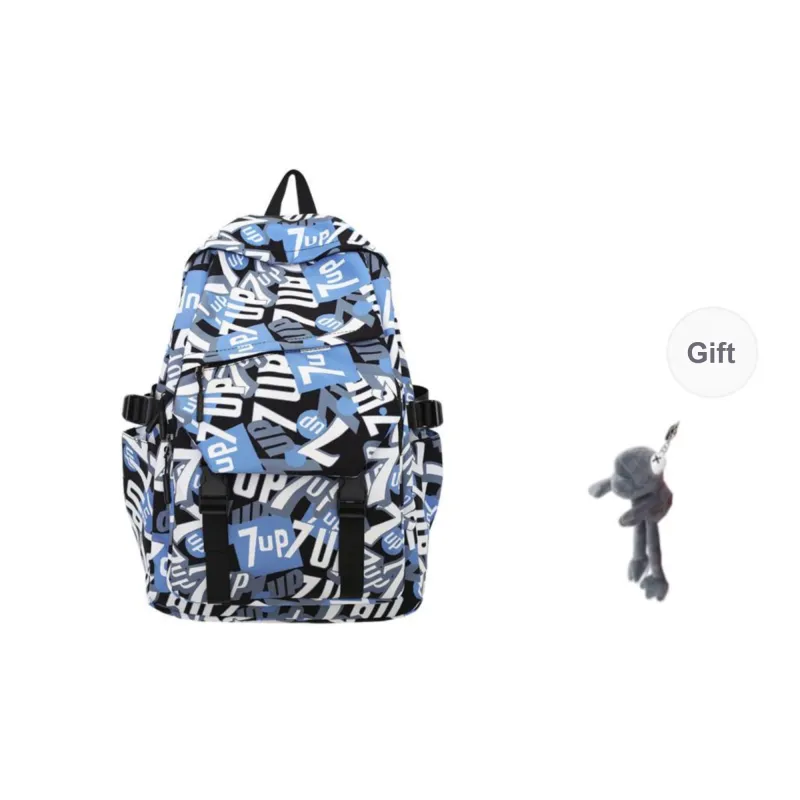 BRABOSTON Nylon Backpack Unisex Seven Characters/Black White Stripes/Black/Light Green/Light Blue-0