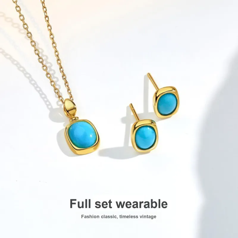 ME LUXE Turquoise Stud Earrings, Elegant And Refined Brightening Earrings Women's-3