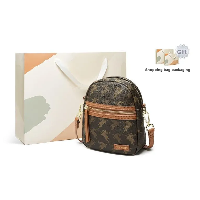 15 MINS PVC Cell Phone Pouch Shoulder Bag Crossbody Bag Mom Bag Regular Women's Coffee/Beige Apricot