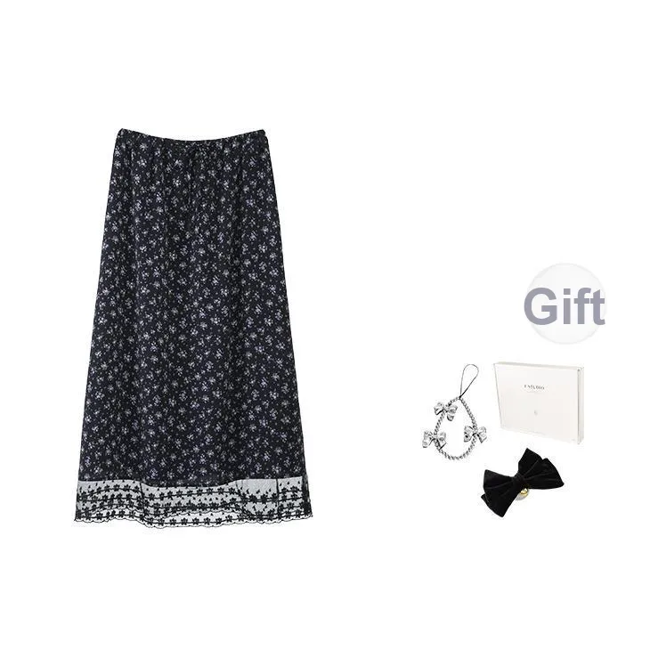 Fstudio Летний Корейский стиль Элегантный Кружево Цветочный Мода Повседневный Длинная Юбка Женская