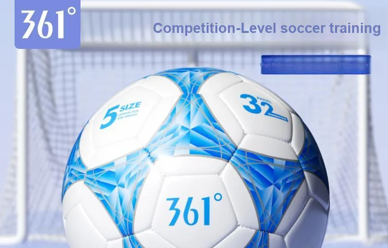 361° Size 45 Soccer PVC Machine Stitched Soccer Ball Unisex Blue White-2