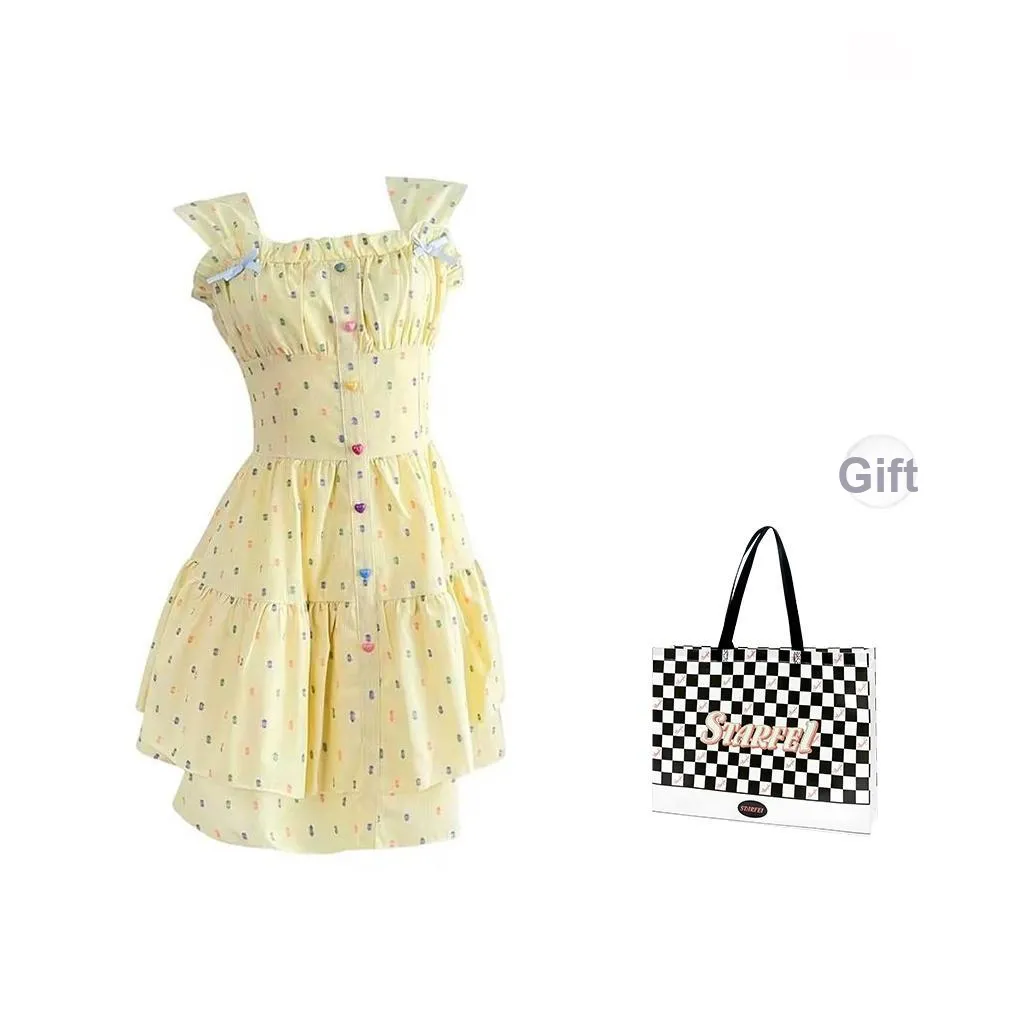 STARFEI Без рукавов Платье Женское Желтое