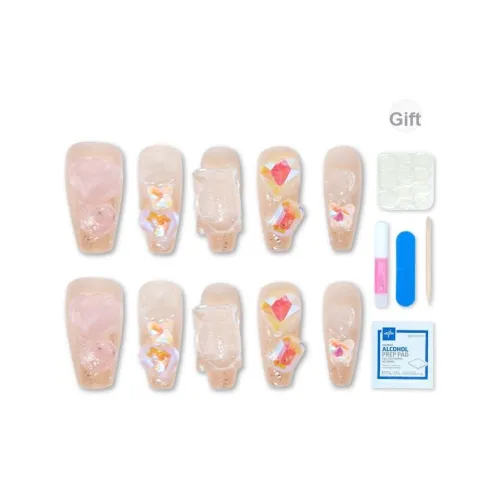 MAXFINE Original Heavy Industry Радужный Конфетный цвет False Nail Укороченный Квадрат Длинный Cartoon Cute Кокетливый стиль 10 шт. 28 мм