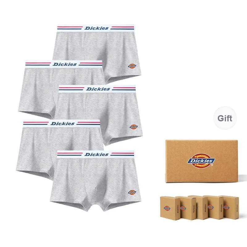Dickies Underpants Men's Seamless Print LOGO Breathable Skin Friendly Sports Square Panty Gift Box Combo Set-41