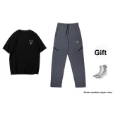 Thorn Rose Pants in Dark Gray+Black Shades Short-Sleeved (Random Style)+Comes with Random Sports Socks