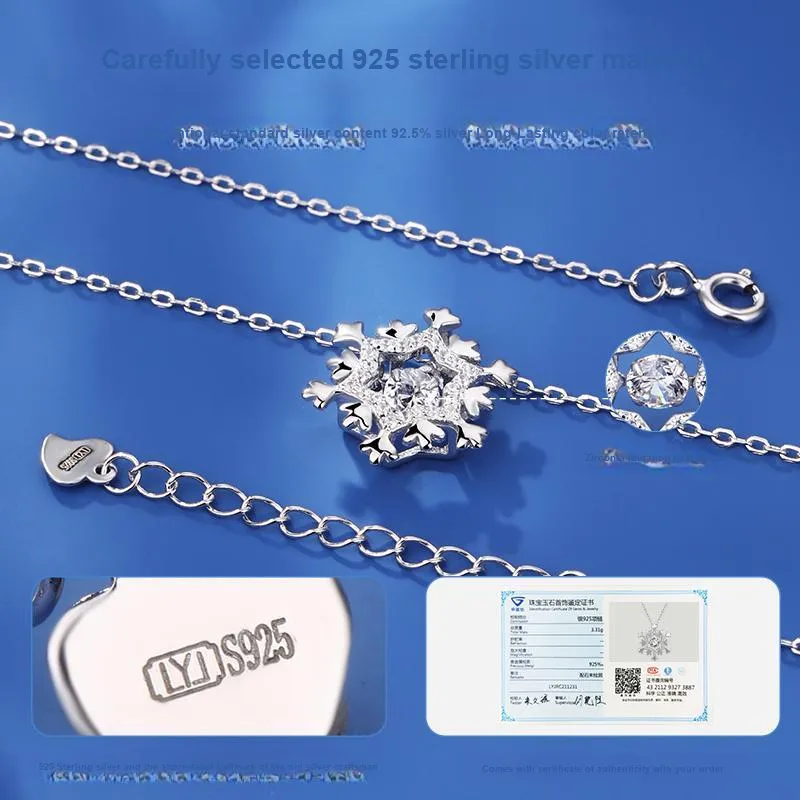 LAOYINJIANG 925 Sterling Silver Imitation Zircon Necklaces Women's-3
