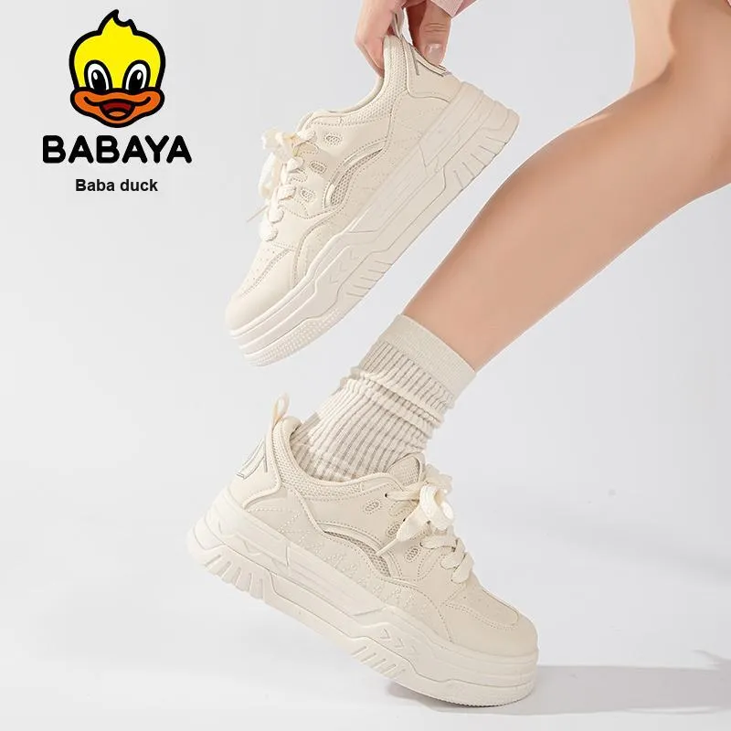 BABAYA KIDS Water Resistant Wear Resistant Breathable Low Top Skateboard Shoes Women's Beige-9