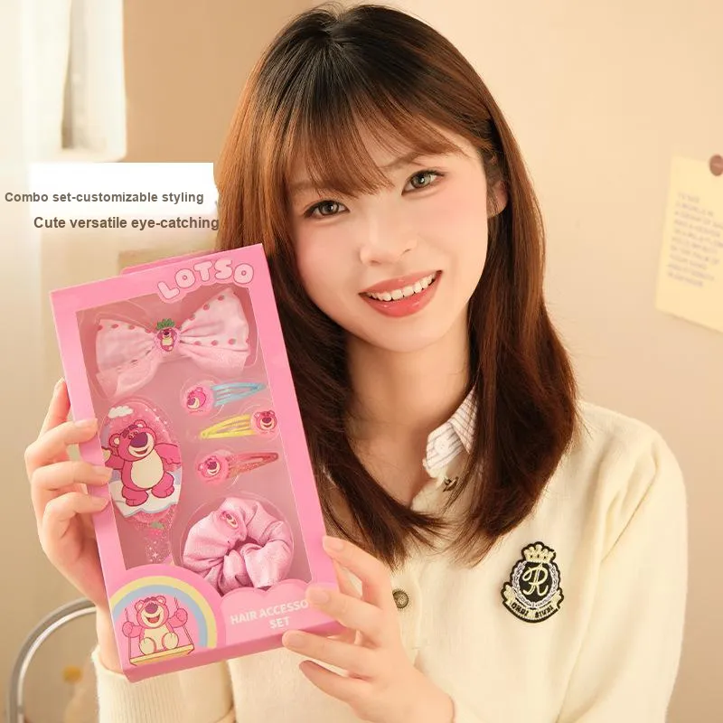 Disney Strawberry Bear Series Polyester Hair Clips Women's Pink-1