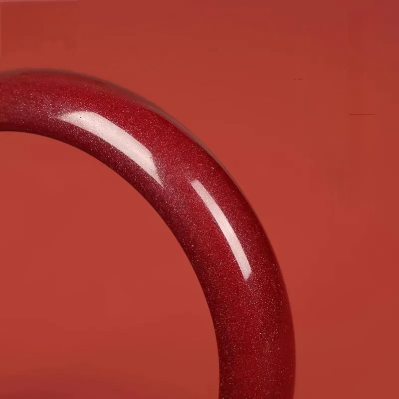 Artisan Lock Heart Jade Reconstructed Cinnabar Bangles Unisex-3