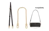 1.1 Brown with Gold Buckle Adjustable Shoulder Strap 90-120cm+Gold Decorative Chain 40cm