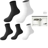 남성 크루 삭스 5팩 세트 쇼핑백 (3 블랙, 2 화이트)