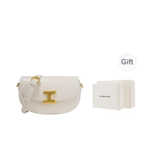 SHEPOK Cow Leather Shoulder Bag Crossbody Bag legion Bag Shoulder Bag Women's Coffee/Black/Ecru