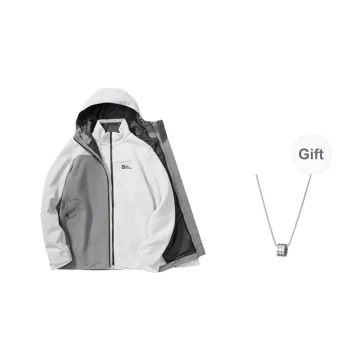 JACK WOLFSKIN Windbreaker Jackets Men Smoke Gray+Accessory
