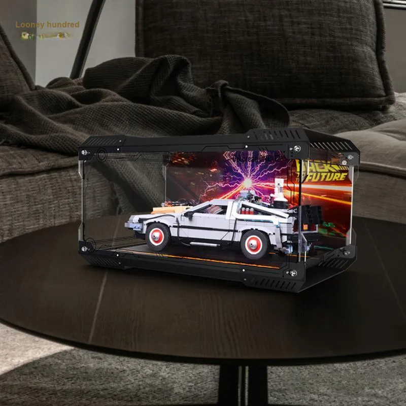 LIGHT YOUR BRICKS Compatibility Building Block 10300 Return To Future Time Machine Made Display Case Model Accessories-3