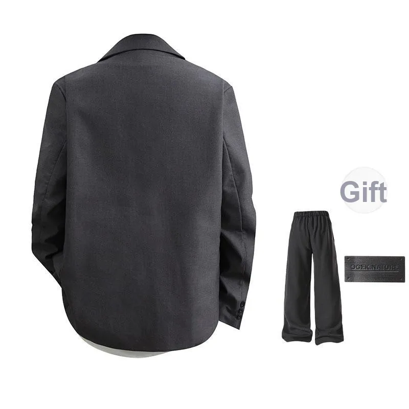 OGEK Business Suit Unisex Dark Gray Comes With White Shirt+Brooch-12