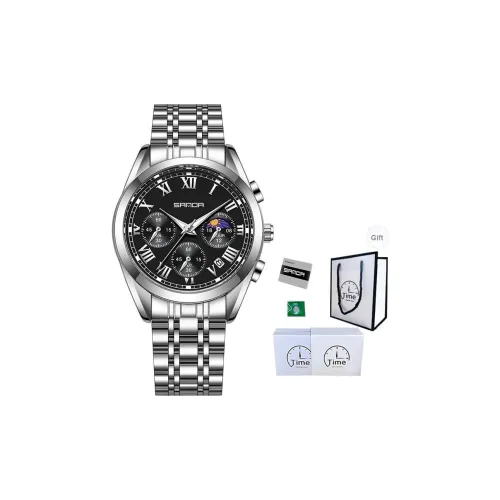 Sanda Кварцевый механизм сплав ремешок мужские часы черный циферблат