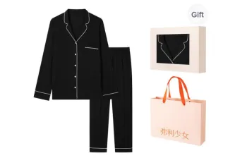FREELASS Pajama Set Summer Women's Gift Box Set Black