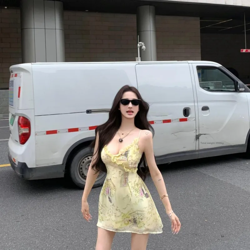 YGPRW Slip Dress Women's Yellow-4