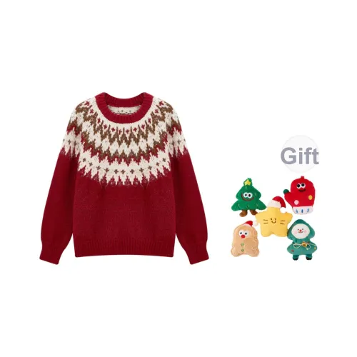 SUSANSAN Рождественский красный + Кукла Украшение Женские Трикотаж