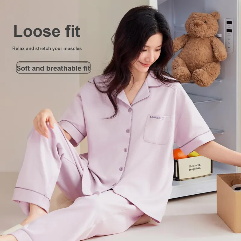 Urban Beauty Pajama Set Loose Fit Soft Skin Friendly Versatile Women's 2 Piece Set-11