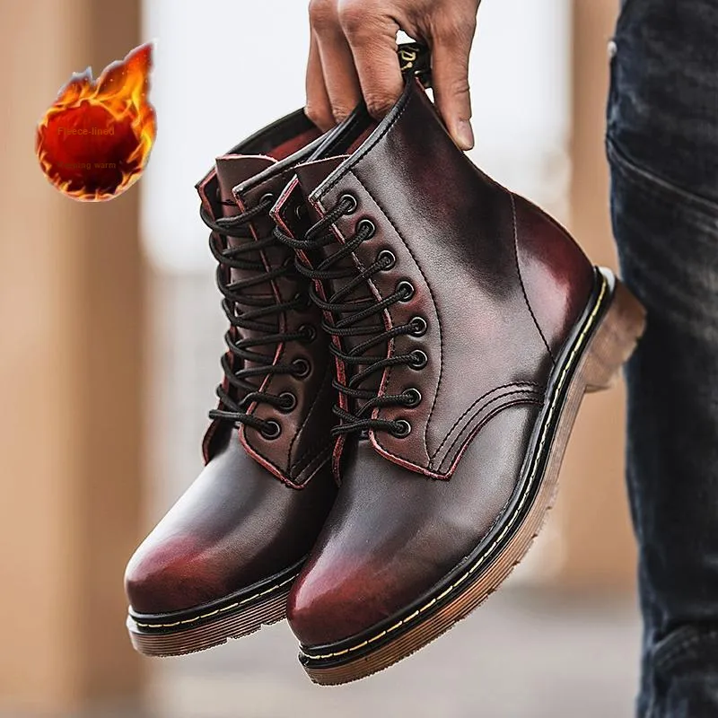 Kuding Martin Boots Unisex Brown/Black/Burgundy-25