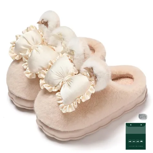 Red Bean Fuzzy Velvet Cotton Slipper