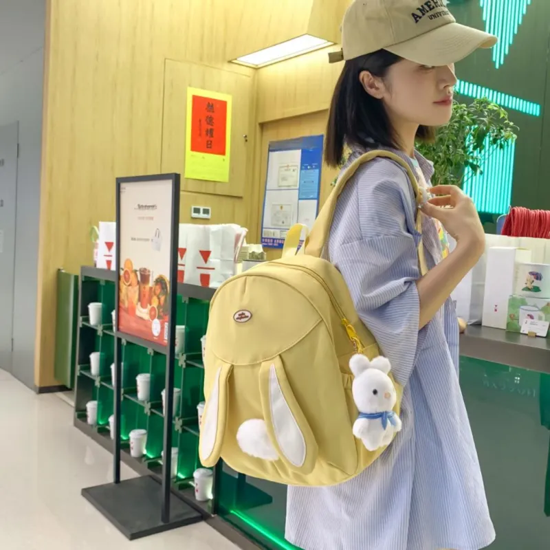 URBAN FOREST Nylon Backpack Unisex White/Black/Pink/Yellow/Blue-20