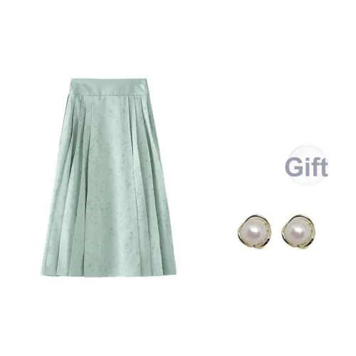 ANNECHEN Повседневный Длинный Юбка Женские Зеленый