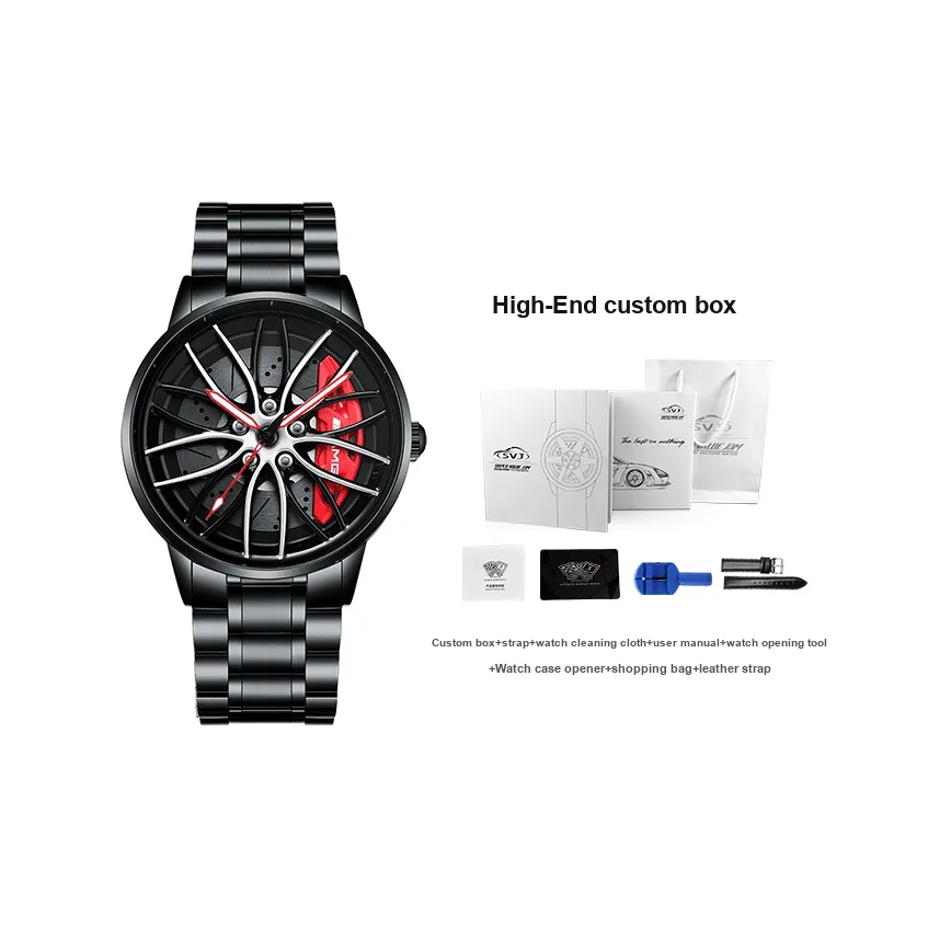 SVJ Wheel Collection Кварцевый механизм Часы Мужские Черный циферблат A2059G001