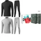 Mock Neck 2-Piece Underwear Set (Black+Light Gray) 100% cotton Antibacterial/Premium Gift Box Set