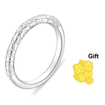 Lao Feng Xiang S999 Silver Ring For Women's Sterling Silver Women's Gift For Girlfriend