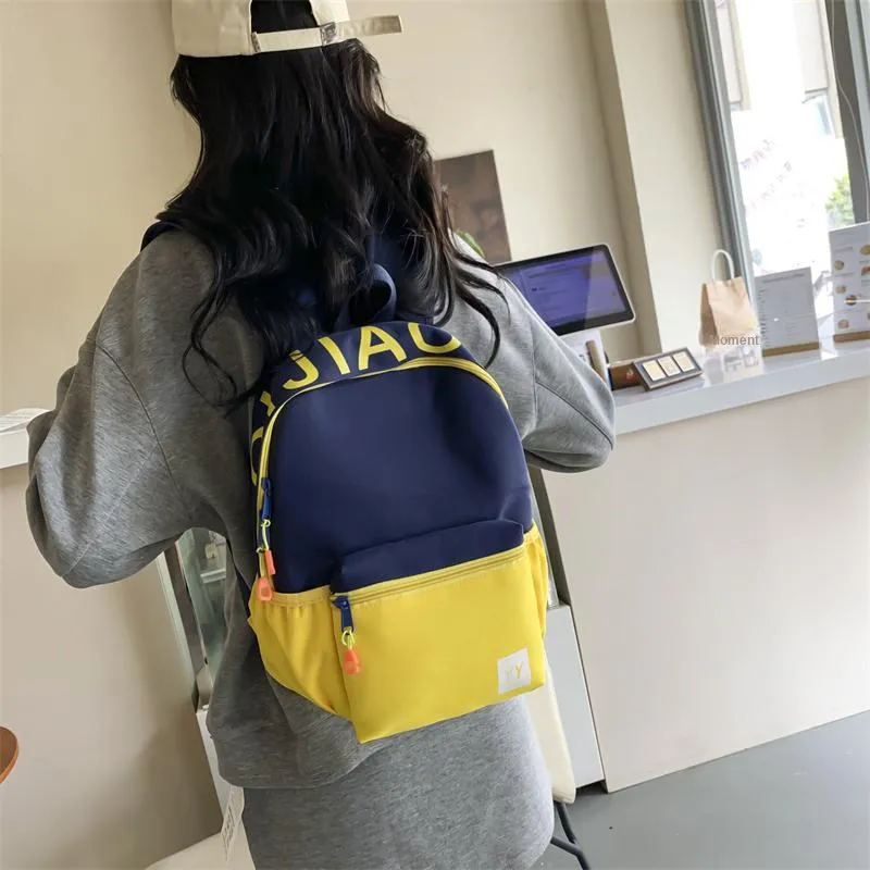 OURFUN Nylon Fabric Backpack Regular Unisex Pink Purple/Pink Green/Green Yellow/Blue Yellow-14