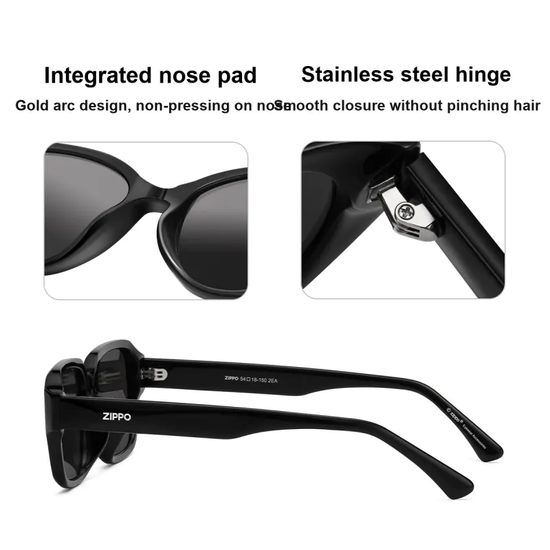 ZIPPO Plate Frame Square Sunglasses Unisex Black Frame With Tea Brown Lens-2