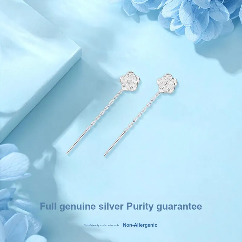 NUSQ Sterling Silver Drop Earrings Women's-4