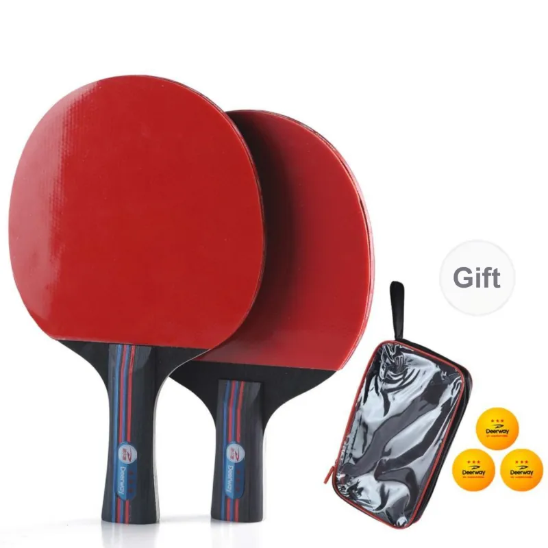 DEERWAY Ping Pong Paddles Unisex 5 Layer Poplar, Blade With Carbon Material Red Blue-7