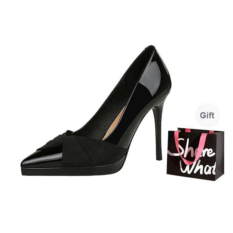 BIGTREE High Heels Women's Burgundy/Black/Nude-0