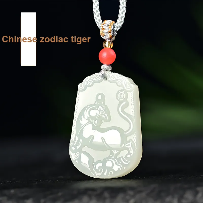 KUNYUYAO Hetian Jade Pendants Pale Greenish White Jade Unisex-14