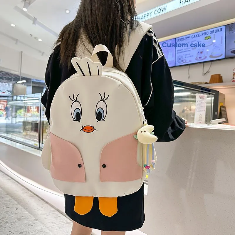 Yalu Nylon Backpack Unisex Black/White/Yellow-10