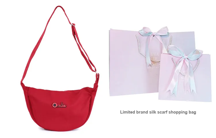 OTA Canvas Canvas Bag Shoulder Bag Dumpling Bag Commute Bag Crossbody Bag Small Size Unisex Red Black-10