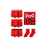 Silver Scarf/Print/Black Scarf/2 Pack Red Socks[3 Pack+2 Pack Socks]